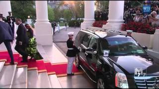 Swaziland King Mswati III and spouse arrive at the White House Diner