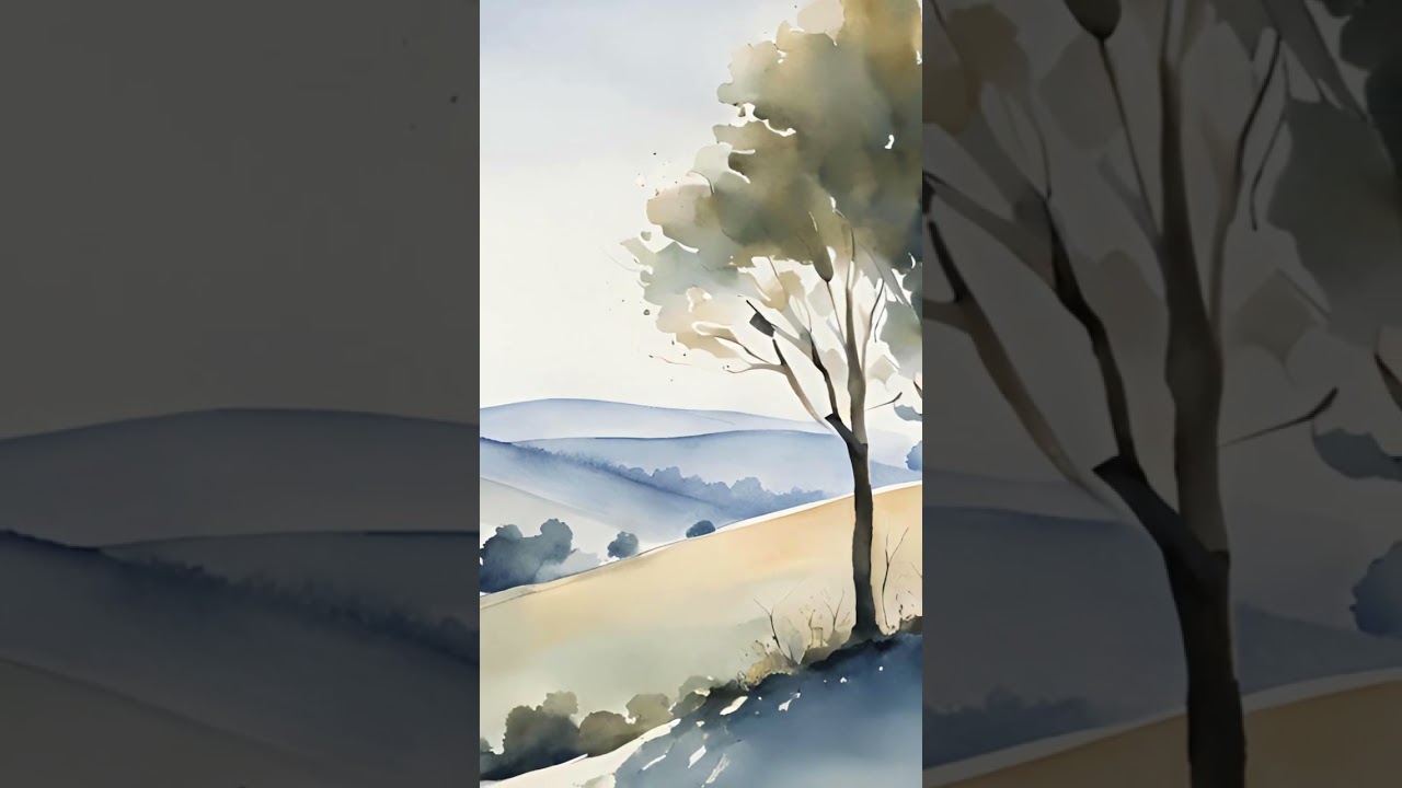 Countryside Painting for Frame TV – Watercolor Landscape Art by EcoArtLab