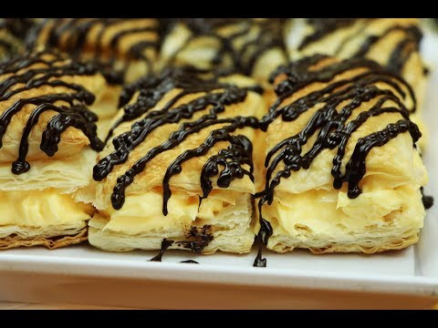 فيديو: طريقة عمل كعكة البف باستري بالكريمة: وصفة خطوة بخطوة