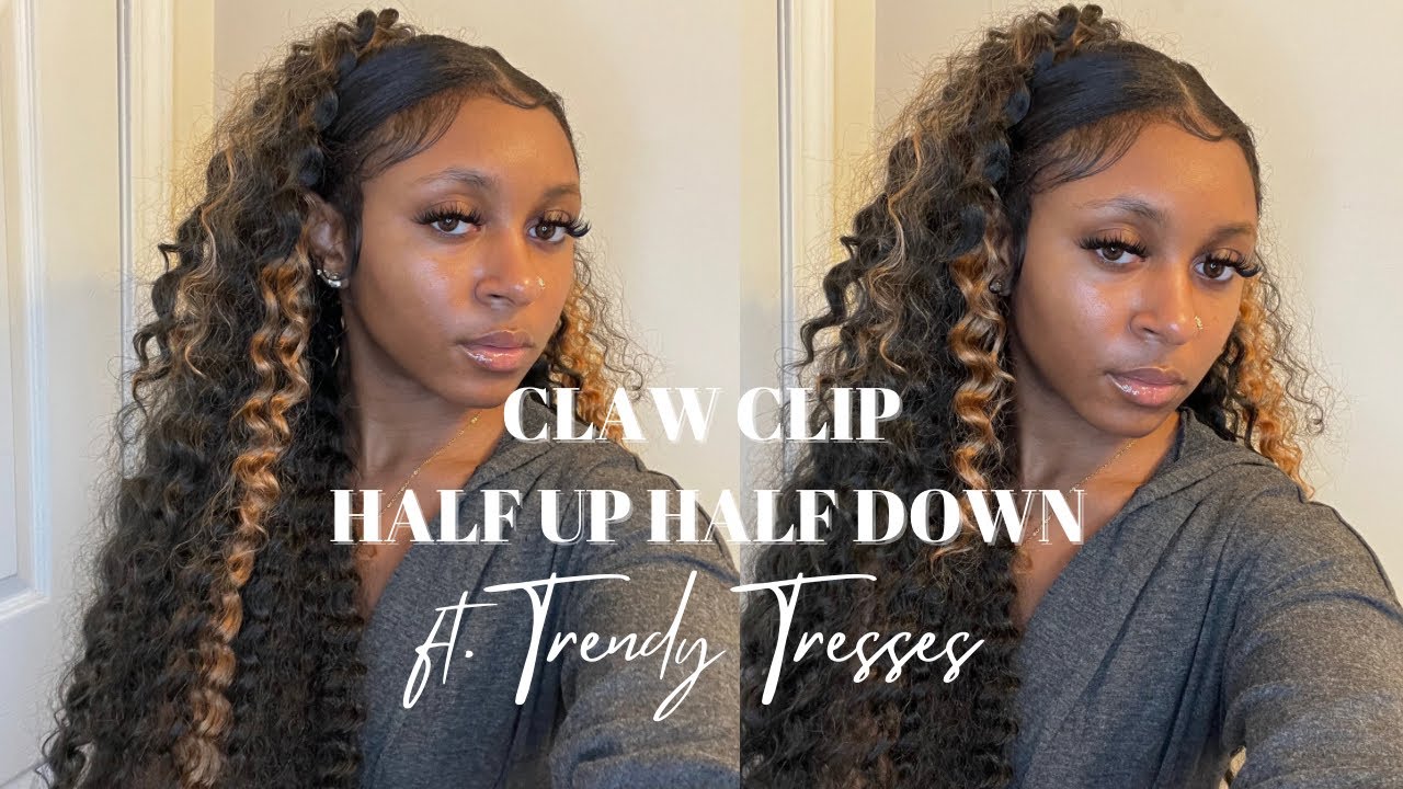 Viral Claw Clip Half Up Half Down ft Trendy Tresses Crochet Hair