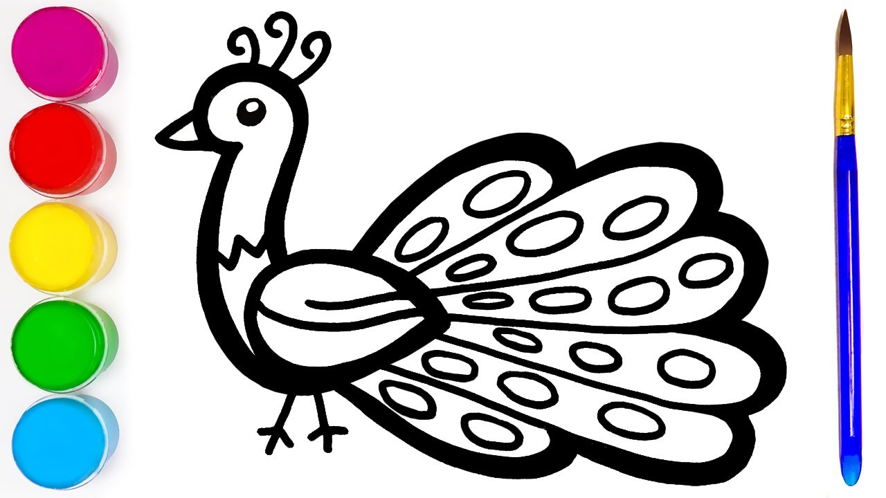 Painting Peacock - How to draw Cute Bird | จิตรกรรมนกยูง - วิธีการวาดนก ...