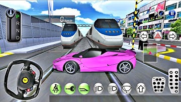 Ferarri Driving vs Bullet Train Railway Station in 3D Driving Class - Android IOS Gameplay