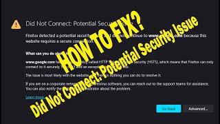 Fix - Did Not Connect: Potential Security Issue