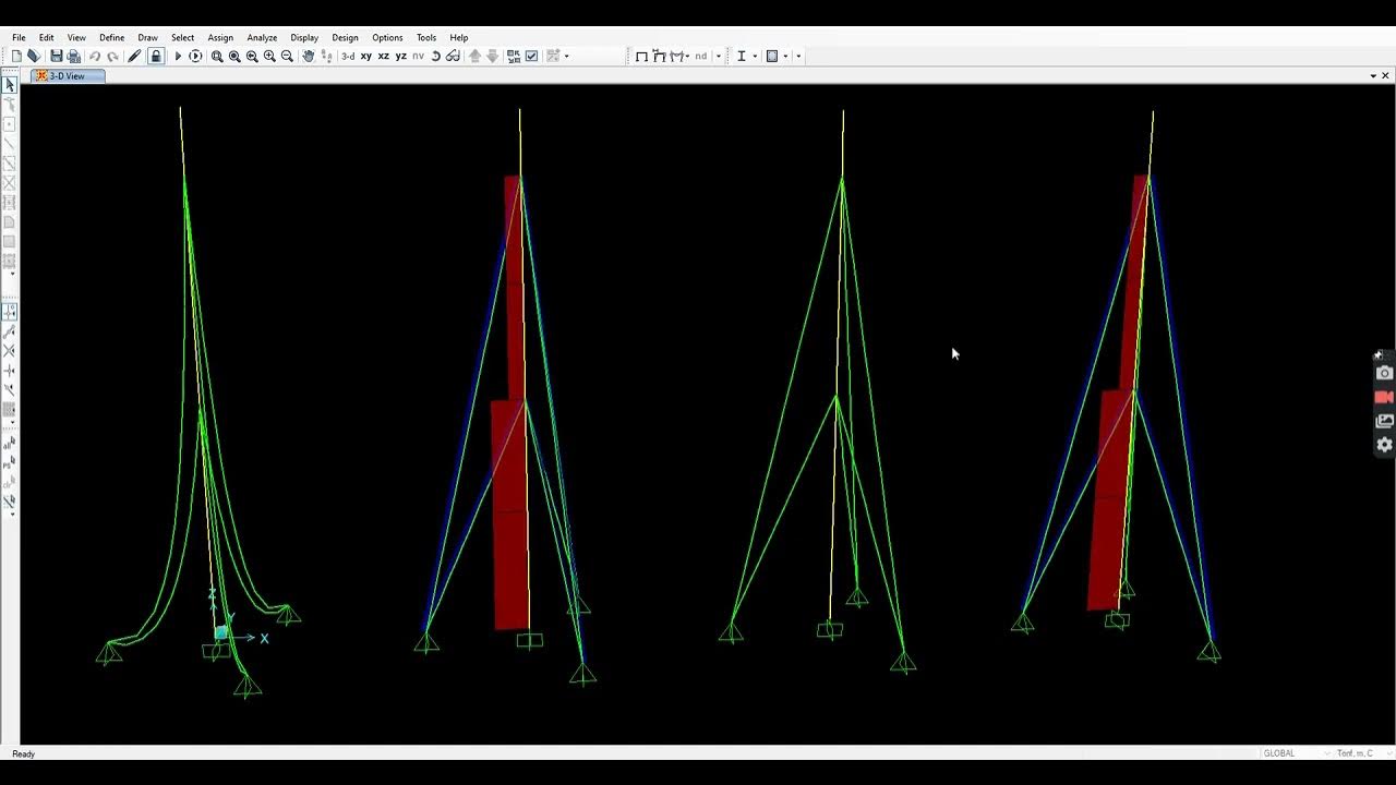 SAP2000 PENENTUAN CABLE TYPE UNTUK GEOMETRI KABEL STRUKTUR TIANG