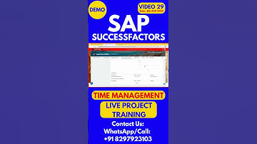 SAP SuccessFactors Time Management Training Online Class 29 8th Aug 2025 #sapsuccessfactorstraining