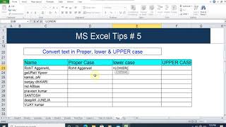 Convert Text in Proper case | Lower case | Upper case in excel | MS Excel Tricks | excel basic