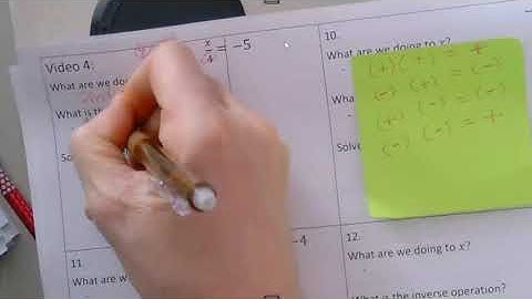 Video 4 - Solving One-Step Equations by Using Inverse Operations - Negatives