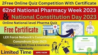 2Online Quiz Competition 2023 with Certificates | National Constitution Day | National Pharmacy Day