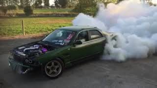RB30 SOHC skid, 5th gear dump, destroying Tyres, spitting flames
