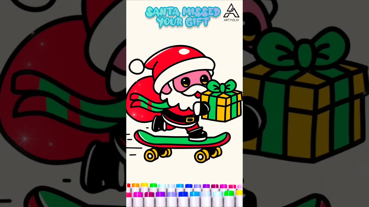 #artfoliodraws Santa Claus Delivering Gifts on a Skateboard | Fun and ...