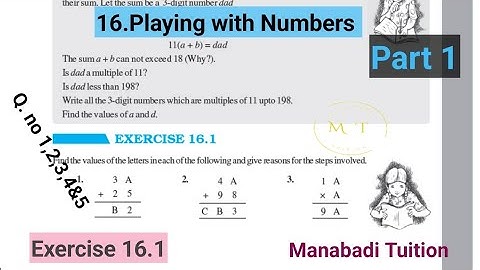 8th class maths| Chapter 16|Playing with Numbers|👩‍🏫 Exercise 16.1 |Q.NO 1,2,3,4&5 | part 1|CBSE|
