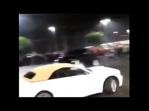 Mustang runs into crowd trying to do drift