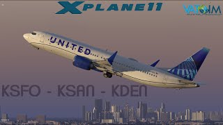 X-Plane 11 | Boeing B737-MAX9 | San Fransicso  San Diego  Denver | United Airlines OPS | VATSIM