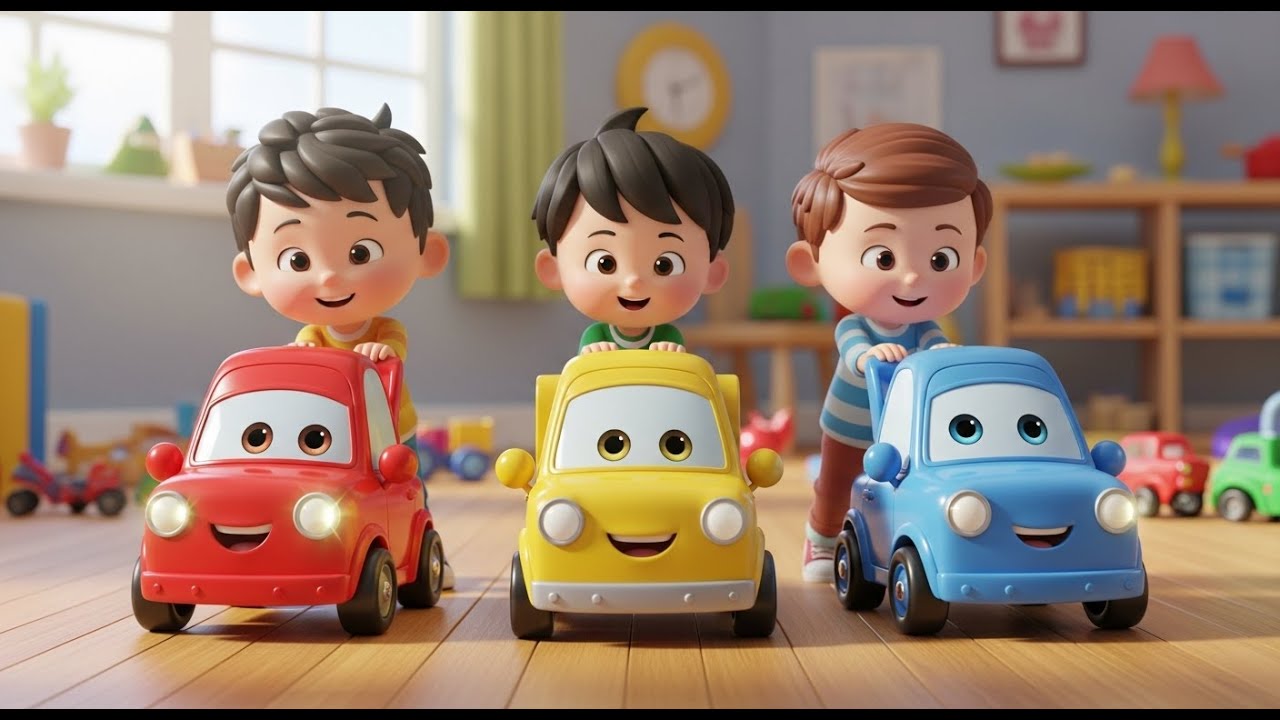 Three Little Toy Trucks Roll Roll Roll | Construction & Counting Songs for Kids