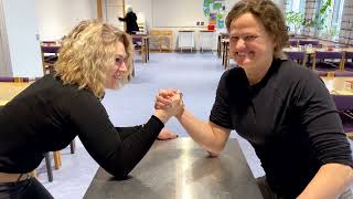 Arm-wrestling a strong woman and Ryan Bowen's 'twin'.