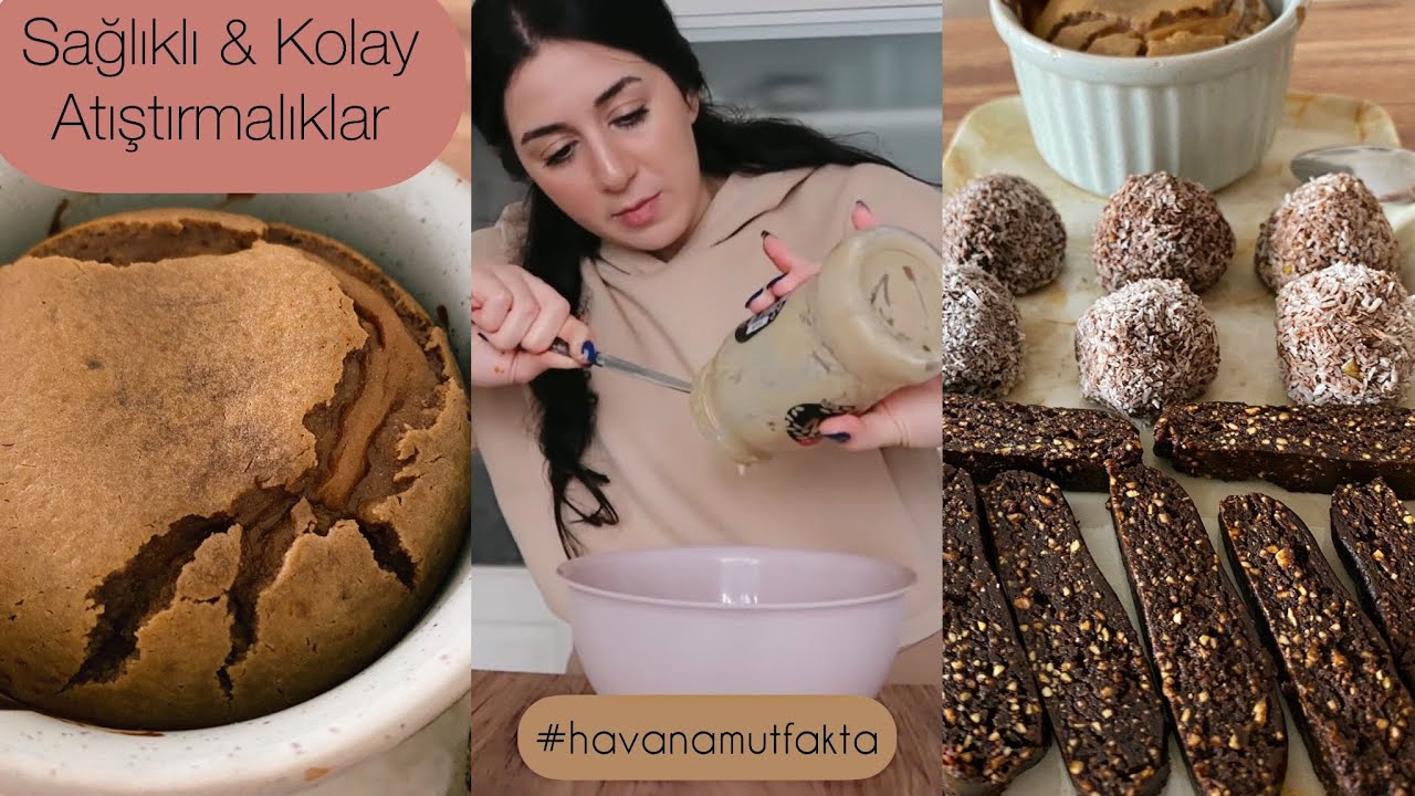 SAĞLIKLI TATLI ATIŞTIRMALIKLAR | Leblebili Kurabiye , Elma Topları , Tahinli Sufle #havanamutfakta