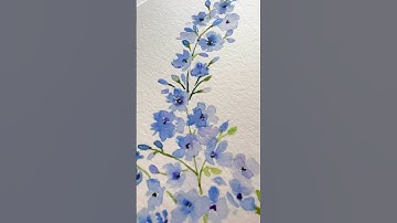 Painting watercolor flowers DELPHINIUM ❤️ easy drawing beautiful art #shorts #shortsfeed #howtodraw