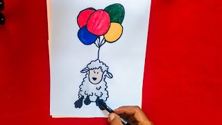 رسمة خروف عيد الأضحى/ وجه خروف كرتون/رسومات عيد الاضحى/رسم وجه خروف العيد
