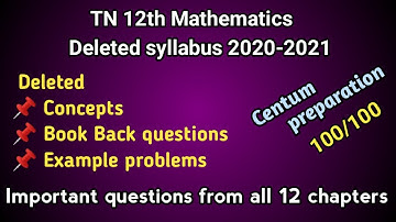 TN 12th Mathematics Deleted syllabus , Book Back Exercise , Examples 2020-21 , Important questions