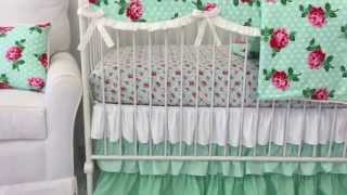 Lucy's Mint Floral Crib Bedding | Mint Nursery Design