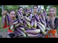 Fresh 30kg eggplant roasted cook recipe and eat with my family - Amazing video