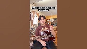 When a guitarist plays Bass with a pick