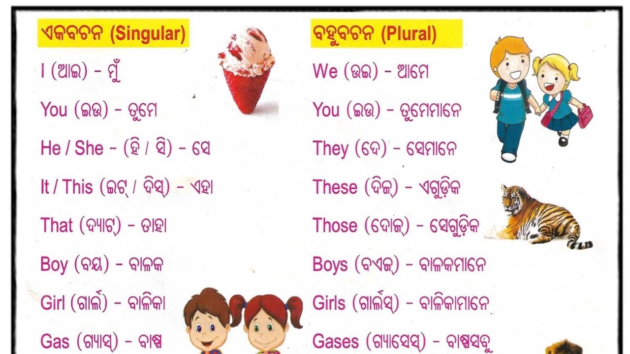 singular and plural in odia language //ek bachan bahu bachan // ଏକ ବଚନ
