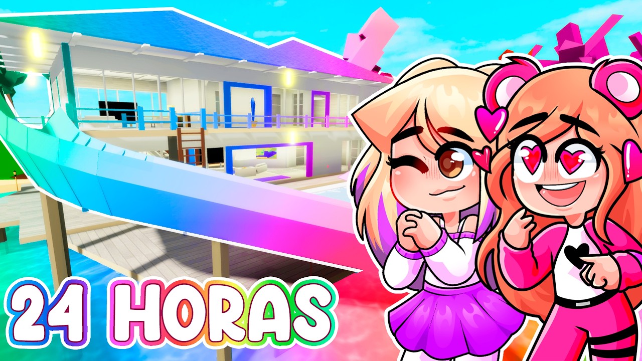 LYNA y ELA pasan 24 HORAS en un MUNDO MULTICOLOR en Roblox 😍