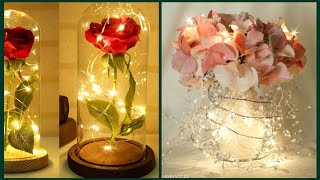 Extra cute and gorgeous flower arrangements with fairy lights Fairy lights decorated flowers