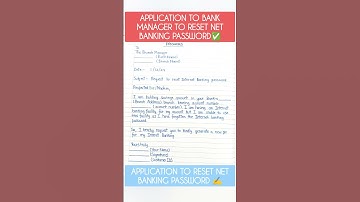 Application to bank manager to reset net banking password || Reset net banking password #application