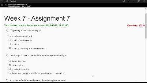 Advanced Robotics Week 7 Assignment 7 NPTEL 2023