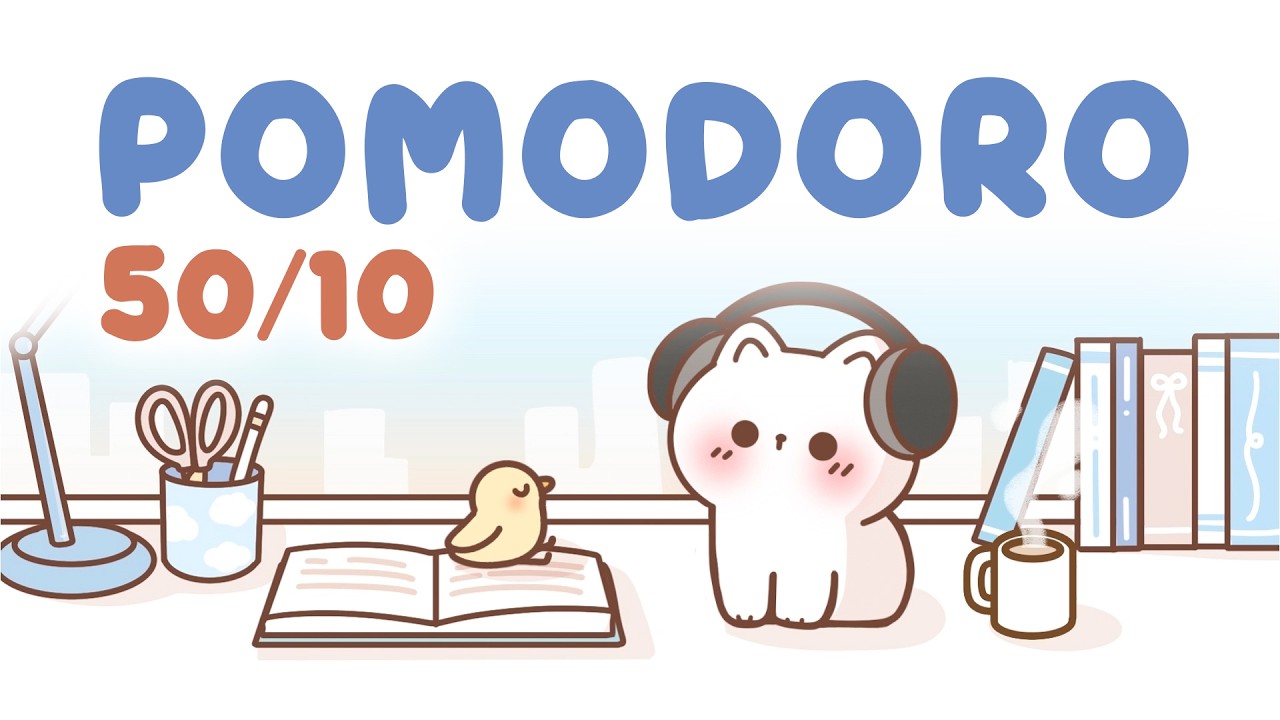 Pomodoro 50/10 🐱 Deep Work with music | 2 Hour Focus timer - YouTube