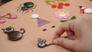 10 CUTE BUTTON EMBROIDERY ART: Simple Stitching Ideas