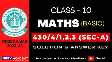 Class 10 maths Solutions | class 10 cbse maths paper solution 2023 | Maths Basic Paper - 430/4/1,2,3