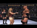 Goldberg vs sable trish status stephanie  three on one  handicap match  bad blood   wwe 