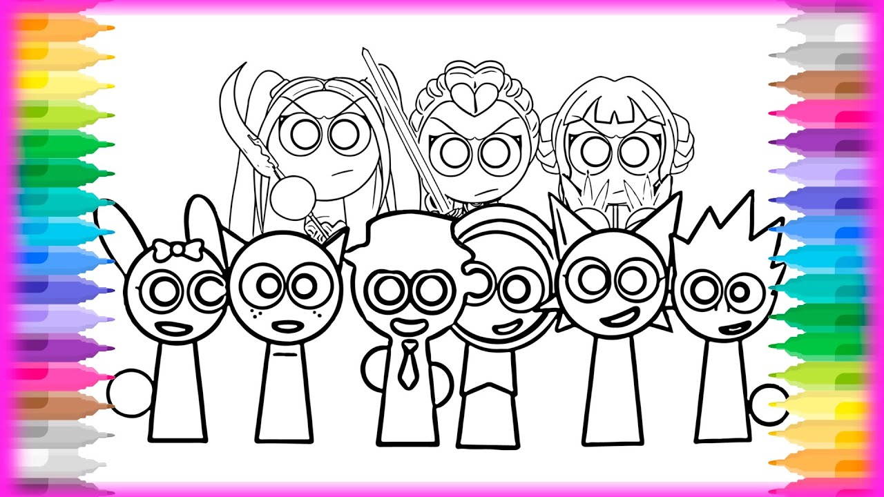 Kpop Demon Hunters & Sprunki Coloring Pages - Kpop idols & Sprunki / Coloring Rumi, Mira, Zoey