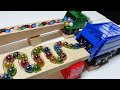 Marble Run Race ASMR ☆ Dump Truck, Garbage Truck & HABA Slope Course