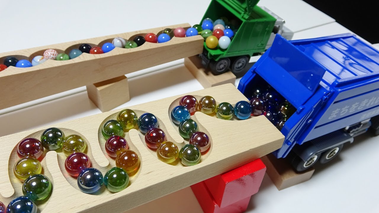 Marble Run Race ASMR ☆ Dump Truck, Garbage Truck & HABA Slope Course YouTube