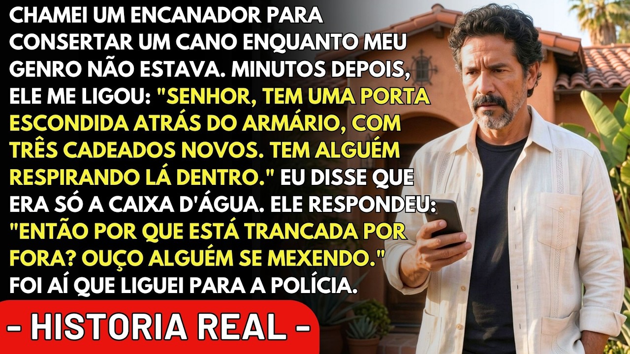 O encanador desceu as escadas com o rosto pálido e me perguntou se eu tinha algum cômodo trancado na casa. Eu ri, disse que não. Então ele engoliu em seco e falou: “Lá em cima, atrás da caixa...