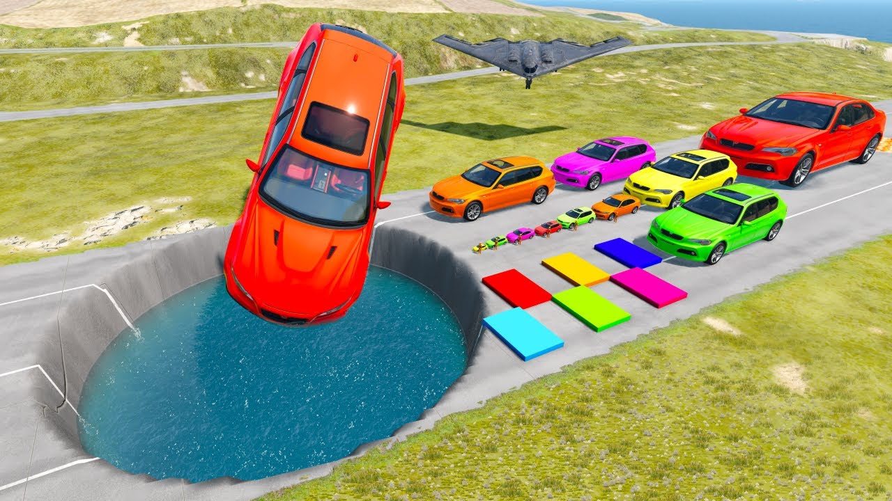 БОЛЬШИЕ И МАЛЕНЬКИЕ МАШИНЫ против ГИГАНТСКОЙ ЯМЫ #170 - BeamNG.drive Ninja BeamNG !