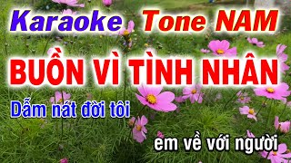 Karaoke Bolero  Buồn Vì Tình Nhân  Tone Nam || Nhạc Mới 2024