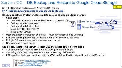 IBM Spectrum Protect 8.1.11 – Backup SP DB2 meta data catalog to Google Cloud Storage - Demo