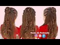 Penteado Fácil com Ligas e Flor de Cabelo | Easy Hairstyle Braided Flower with Rubber Band🌹