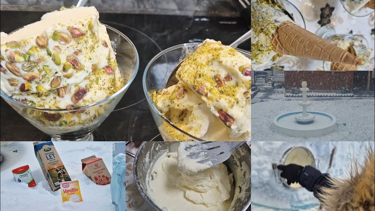 بوظة بكداش على الثلجات بطريقة مميزةBakdash ice cream on ice in a unique way بطعم خرافي ثلجات دنيمارك