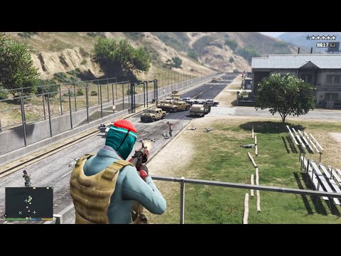 GTA 5 - Trevor's Fort Zancudo Military Airbase Rampage + Ten Star Escape