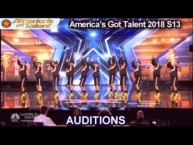 Junior New System JNS FILIPINO High Heels Dance Group America's Got Talent 2018 Auditions S13E01 class=