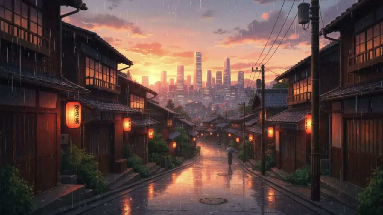 Rainy City Street 🌧️ Cozy Cafe Lights & Urban Night Rain | A Playlist for Reading, Writing, Studying