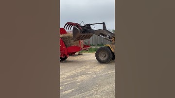 Loading Big Bale Of Straw In The Powerful Chopping Machine #howto #work #amazing #howitworks #farm