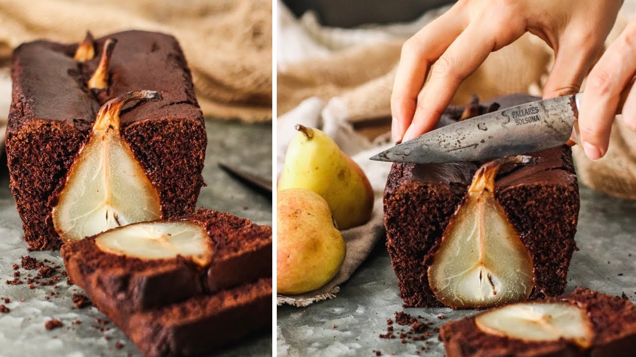 Bizcocho de chocolate con peras | VEGANO | Delicious Martha