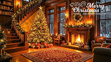Beautiful Relaxing Christmas Music & Crackling Fireplace🔥Cozy Christmas Ambience🎅Christmas Fireplace